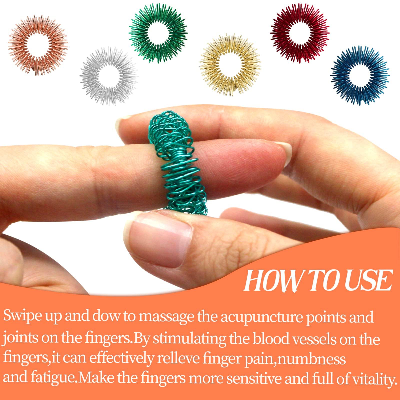 BLMHTWO BLMHTWO 12 Pack Acupressure Rings Stress Relief Rings Spike Ring Fidget Ring Sensory Rings Acupressure Massage Rings Trichotillomania Spiky Sensory Finger Rings Acupressure Ring for Men Women Adults