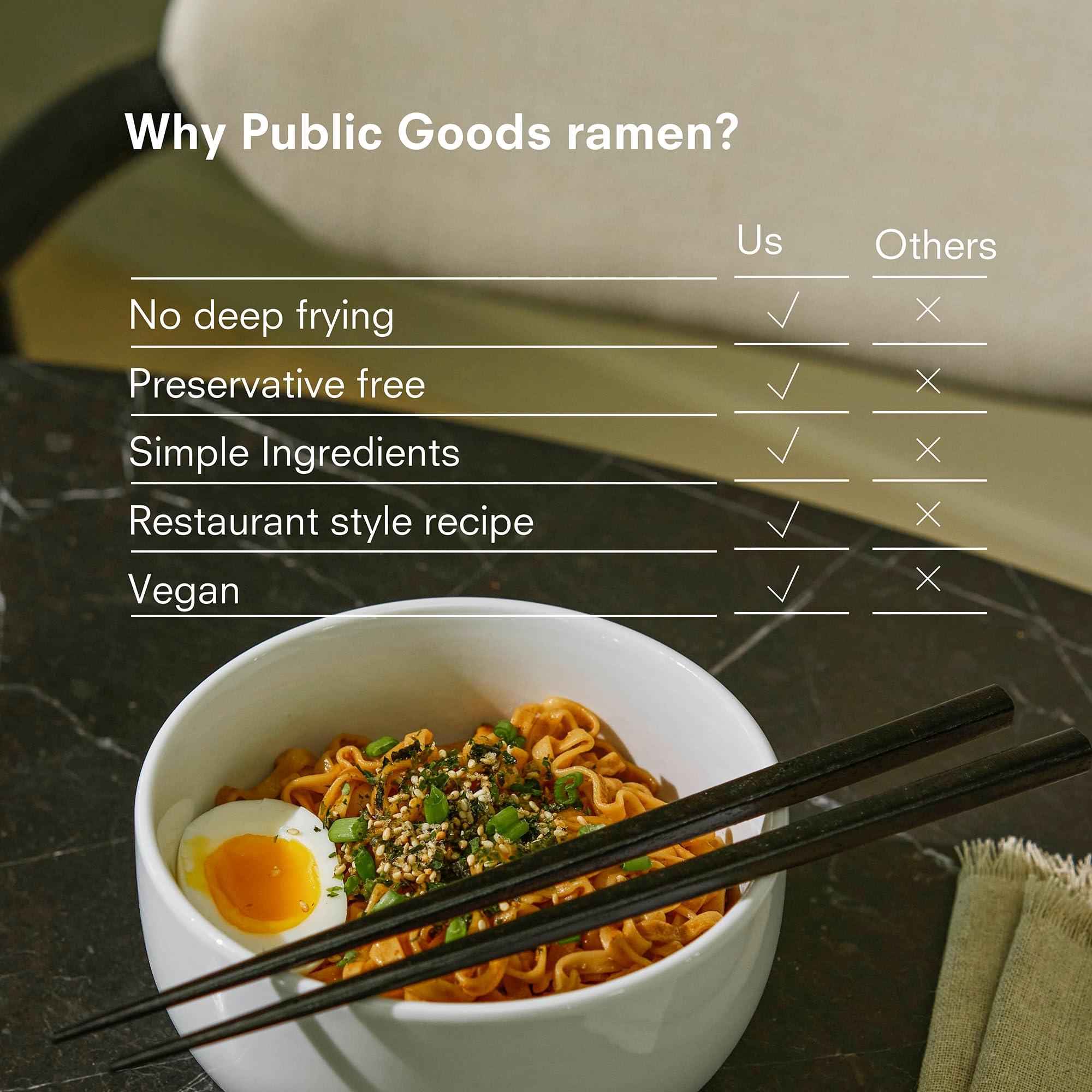 Public Goods Public Goods Ramen Noodles | Brothless Vegan & Vegetarian Instant Ramen | Healthy, High Protein Asian Noodle | Preservative Free | No Added MSG | Spicy Sesame Oil (10 Pack)