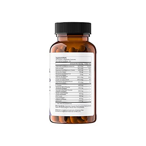 BeautiBe Adrenal Support for Women & Men Cortisol Manager Natural Stress Relief Supplement - Adrenal Fatigue, Mood Health, and Energy Supplements with Ashwagandha & L-Tyrosine 60 Non-GMO Veggie Capsules