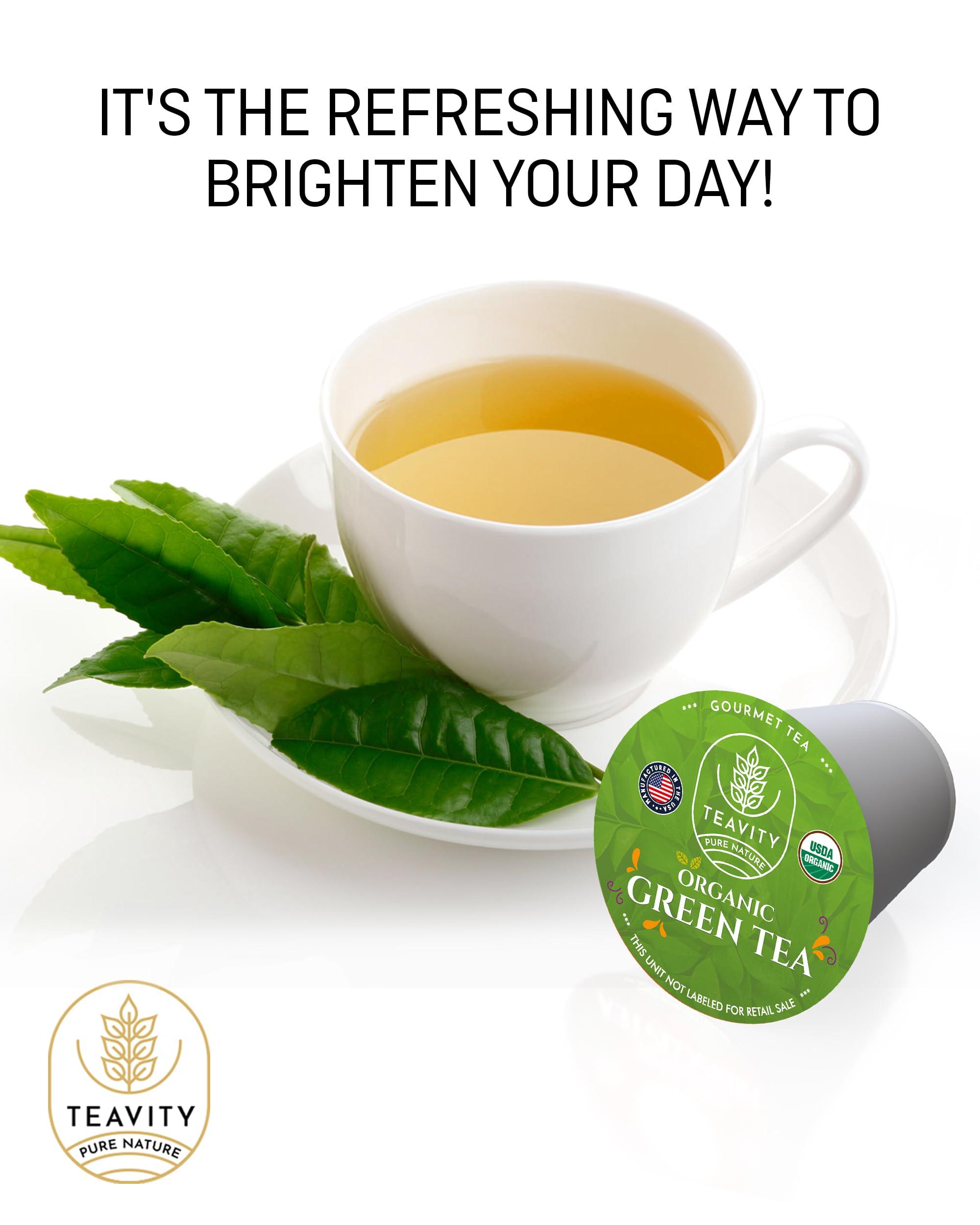 Teavity Organic Green Tea Pods for Keurig - Unsweetened Green Tea for K Cup Machines by Teavity (12 Tea Pods)