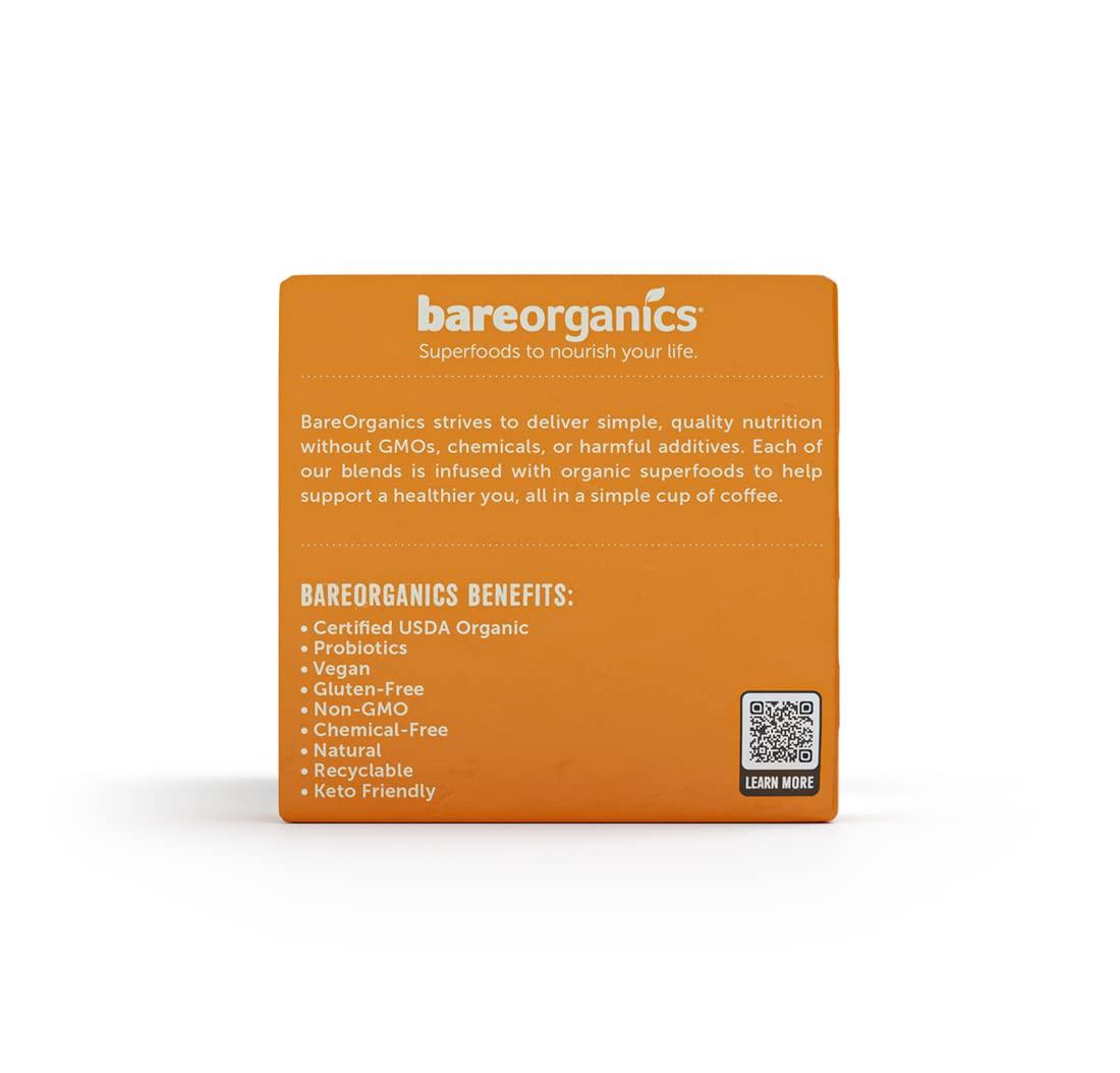 BareOrganics BareOrganics Focus Coffee Pods With Superfoods & Probiotics | Keurig K-Cup Compatible | USDA Certified Organic, Vegan, Non-GMO & Recyclable Single Serve 10ct (Pack of 6)