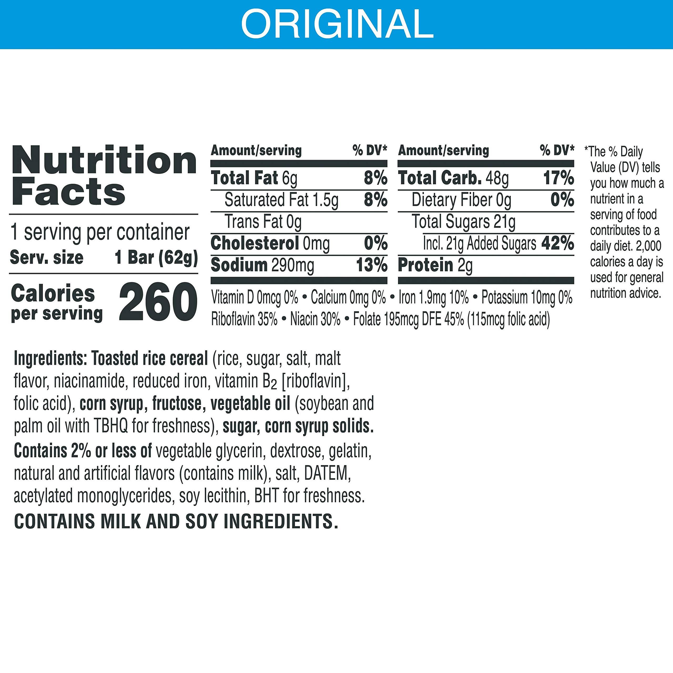 RICE KRISPIES TREATS Kellogg’s Rice Krispies Treats, Crispy Marshmallow Squares, Original, 2.2 oz Bar