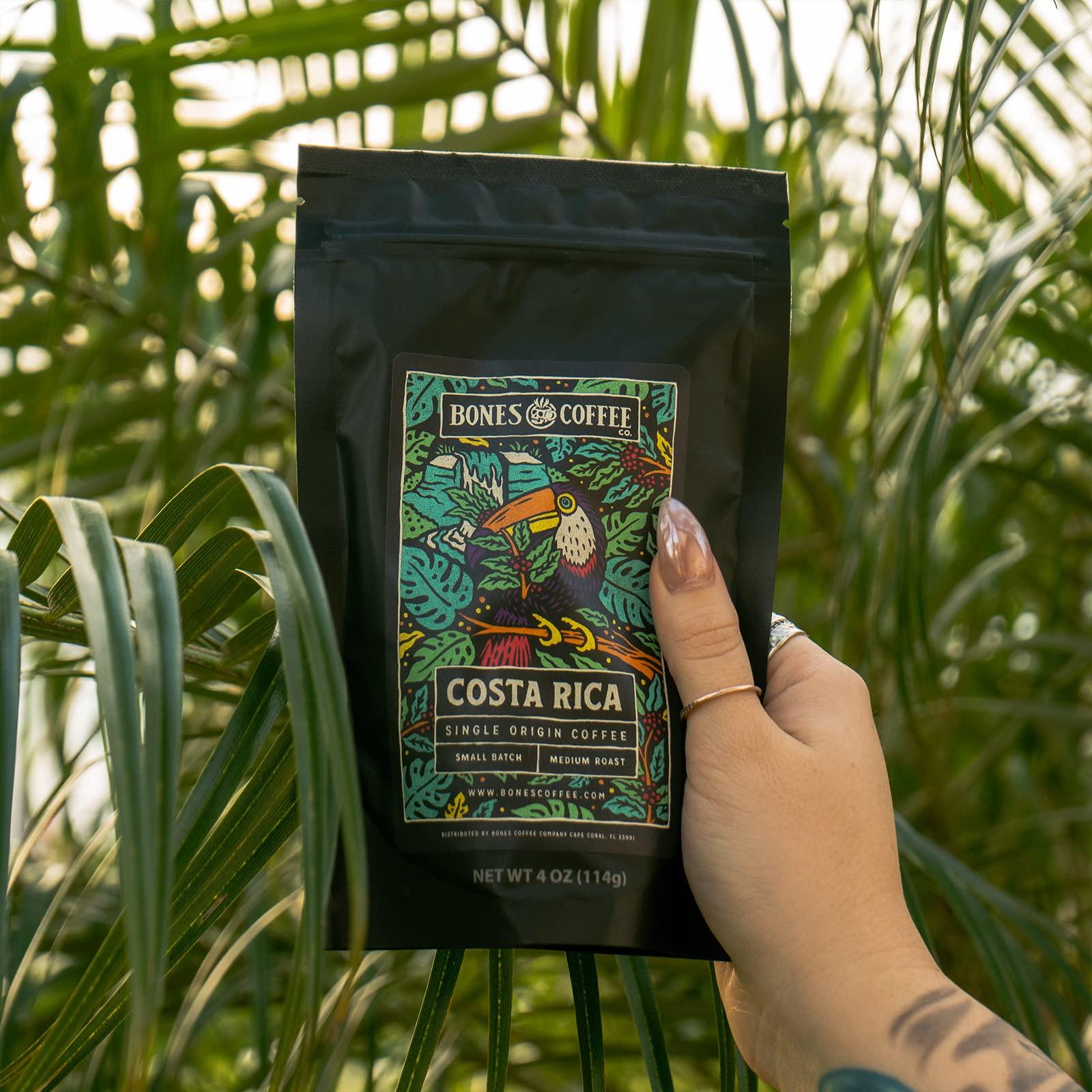 Bones Coffee Company Bones Coffee Company World Tour Sample Pack Gift Set, Medium Roast Whole Bean Coffee Low Acid Flavored Coffee Beans (4 oz, Pack of 5)