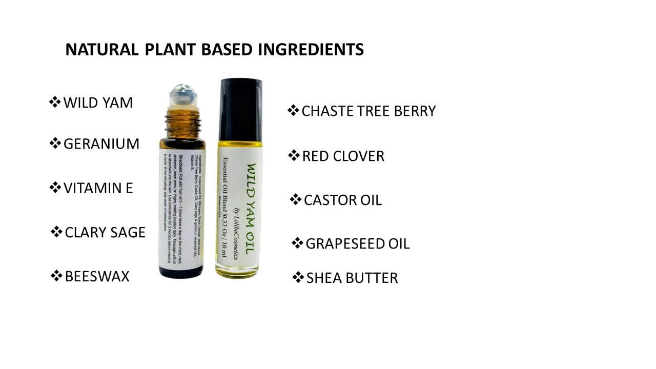 LOLIBA Wild Yam Oil, 10ML Roller Bottle, Wild Yam Cream, Natural Balancing Oil (10 Millimeters, Essential Oils) PMS, HotFlashes