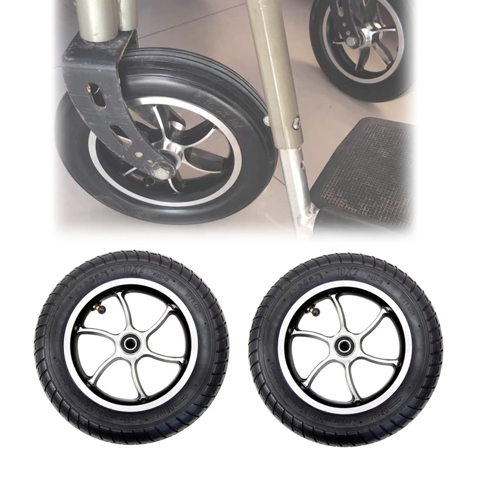 Generic 10 Inch Replacement Front Wheels, Small Pneumatic Tires, Electric Wheelchair Accessories, Anti-Slip Casters, Model 102, Bearing 12mm(1/2inch), 1 Pair