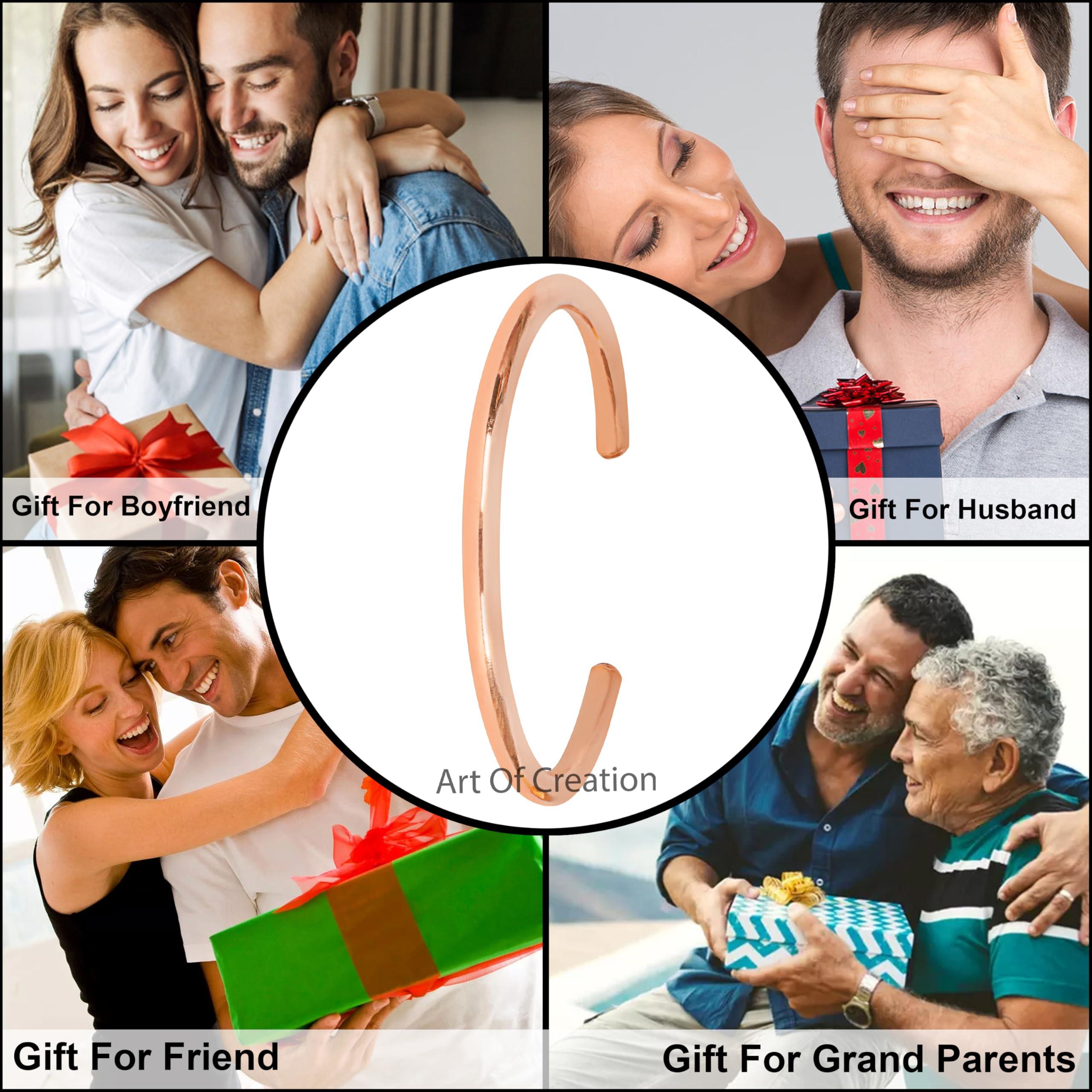 Art Of Creation Art Of Creation Pure Copper Bracelet handmade Cuff for Men and Women Plain Solid Bangle Adjustable From Indi For Unisex