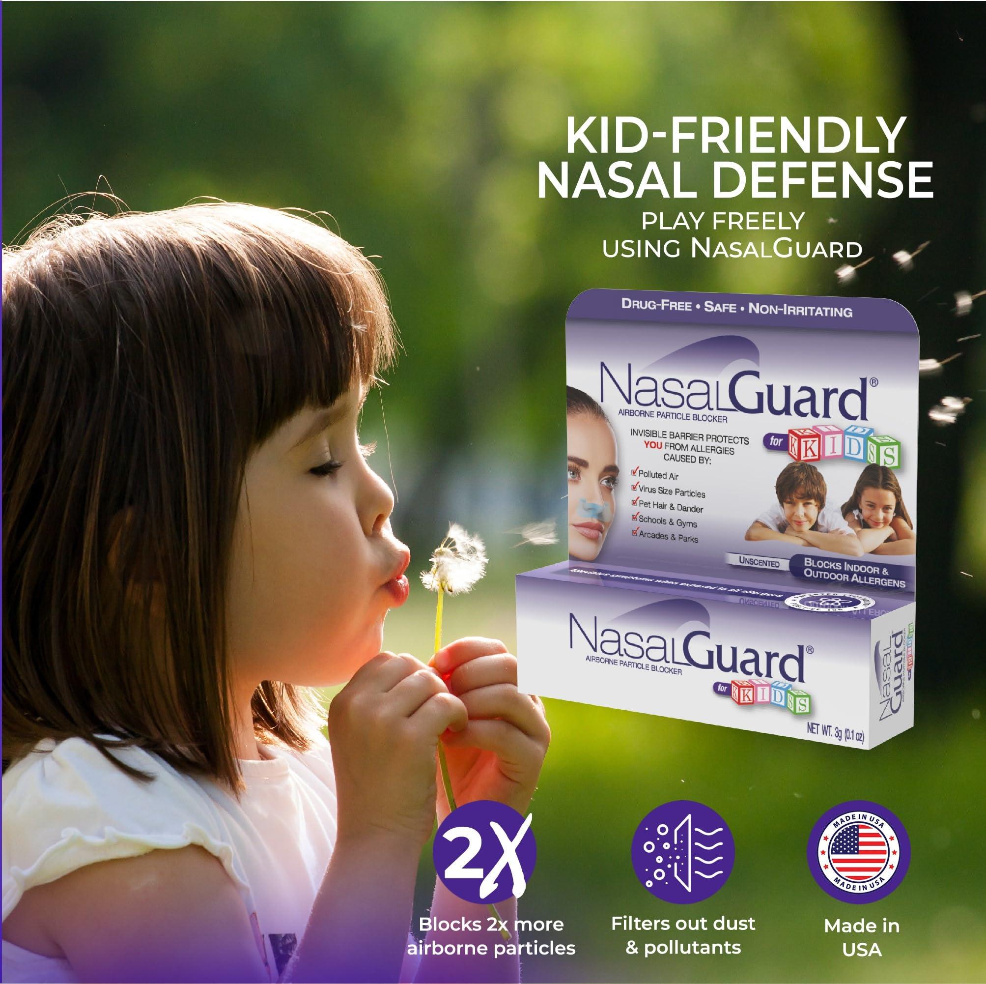 NasalGuard NasalGuard Airborne Particle Blocker Nasal Gel for Kids Dust, Pet Hair & Dander Protection Drug-Free, Safe for Kids, Non-Irritating, Made in USA (Unscented, 3g, Pack of 6)
