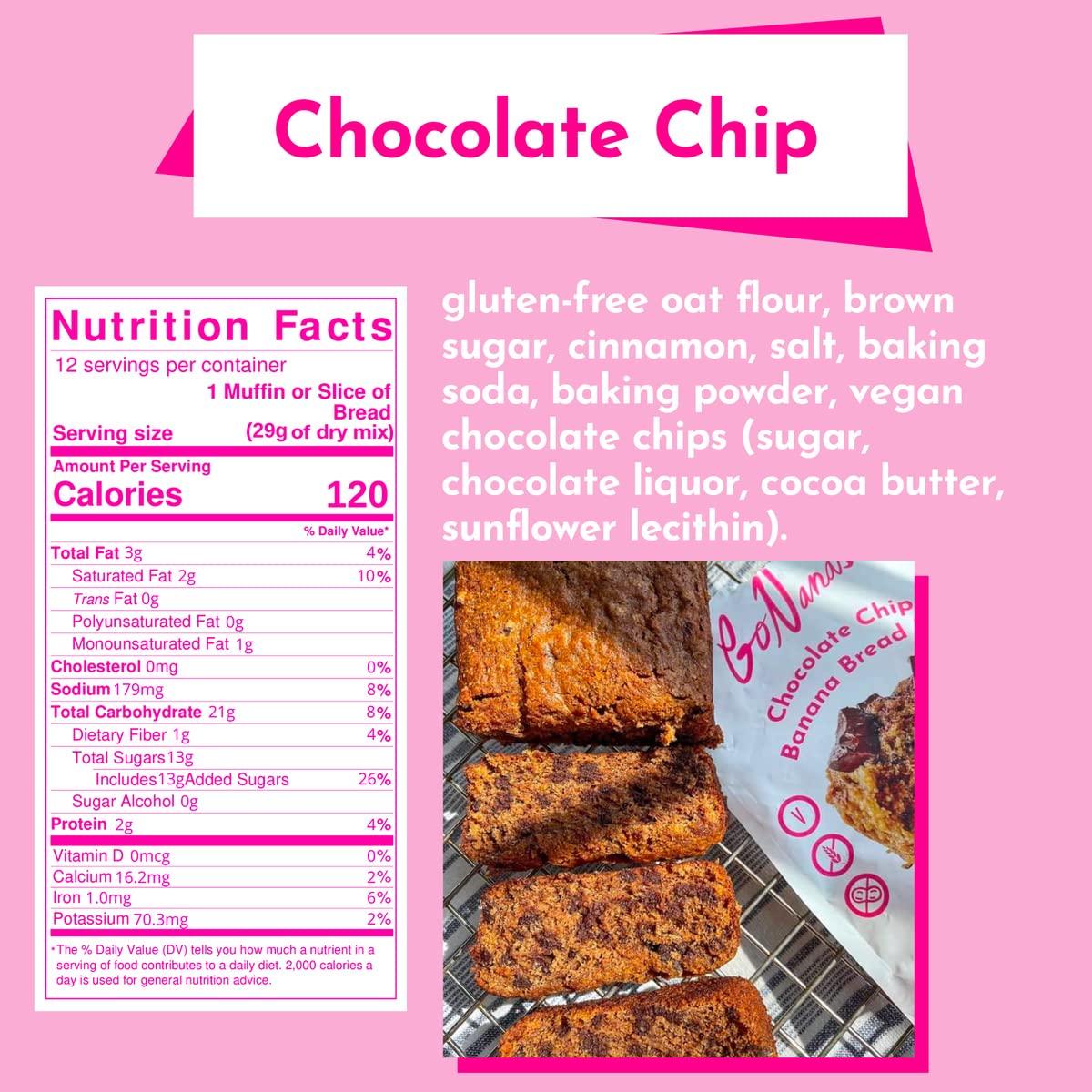 GoNanas GoNanas Banana Bread Mix - Bundle of 2 Flavors. Vegan, Gluten Free Healthy Snacks. Oat Flour Banana Bread or Banana Muffin Mix. Women Owned, US Ingredients, Dairy Free, Nut Free, Delicious Snacks