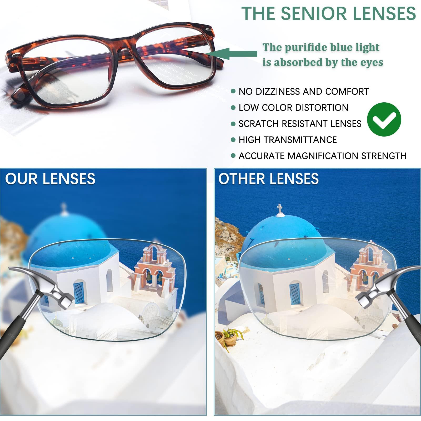 CLASAGA CLASAGA Progressive Multifocus Reading Glasses for Women, Blue Light Blocking Ladies Computer Readers with Spring Hinge (3 mix-1, 4, multiplier_x)