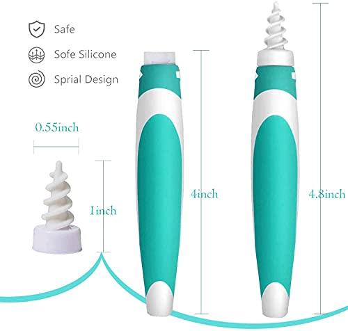 N+A Q-Grip Ear Wax Remover, Upgraded Spiral Swab Q-Grip Ear Wax Remover Kit Ear Cleaner Ear Wax Removal Tool with 16 Replacement Heads, Suitable for Adults and Children (Green)