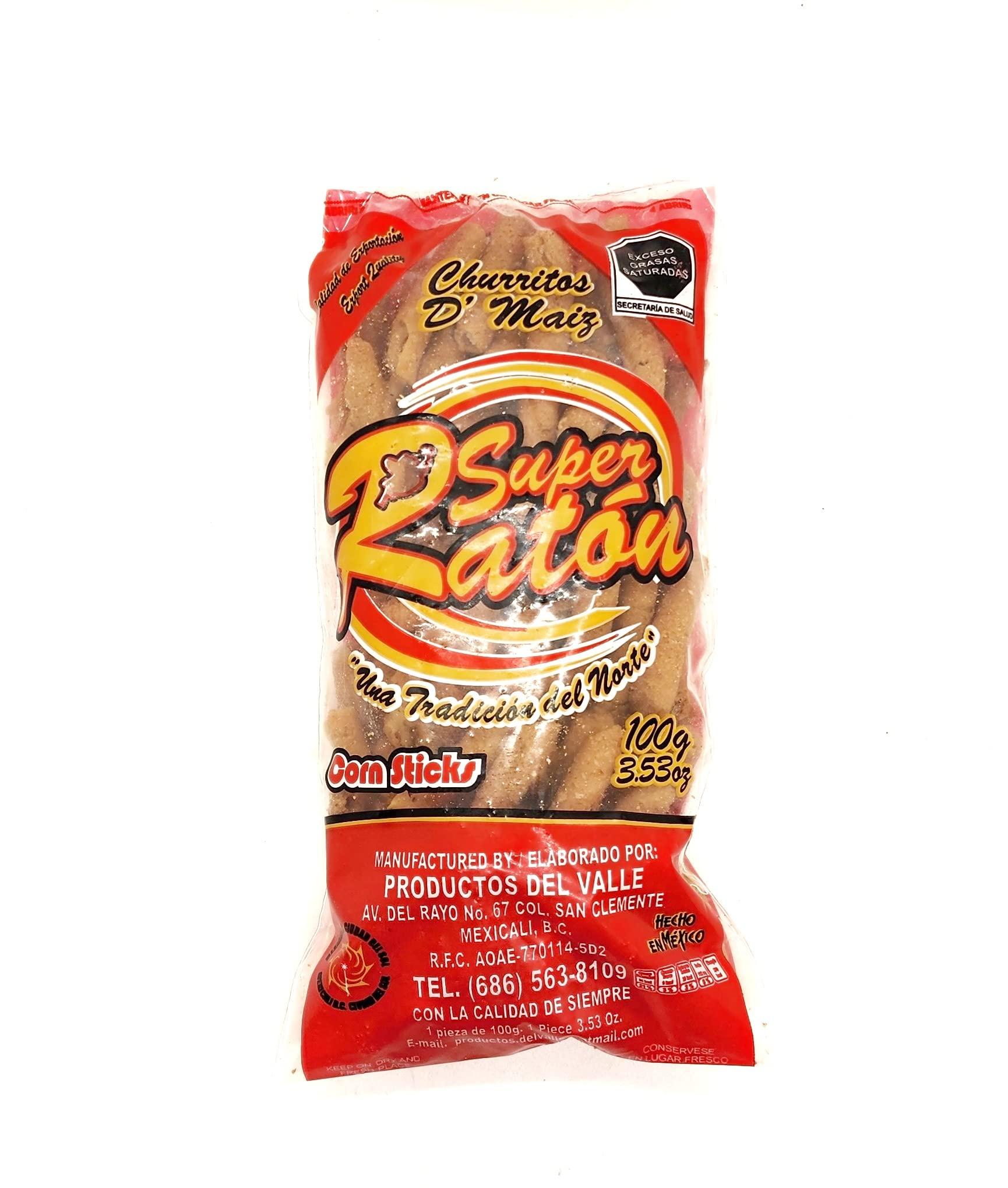 Gamar Foods Inc SUPER RATON Corn Sticks- 6-pack (3.5 oz each) Churritos de Maiz SUPER RATON! Crunchy and Delicious Mexixan corn sticks!