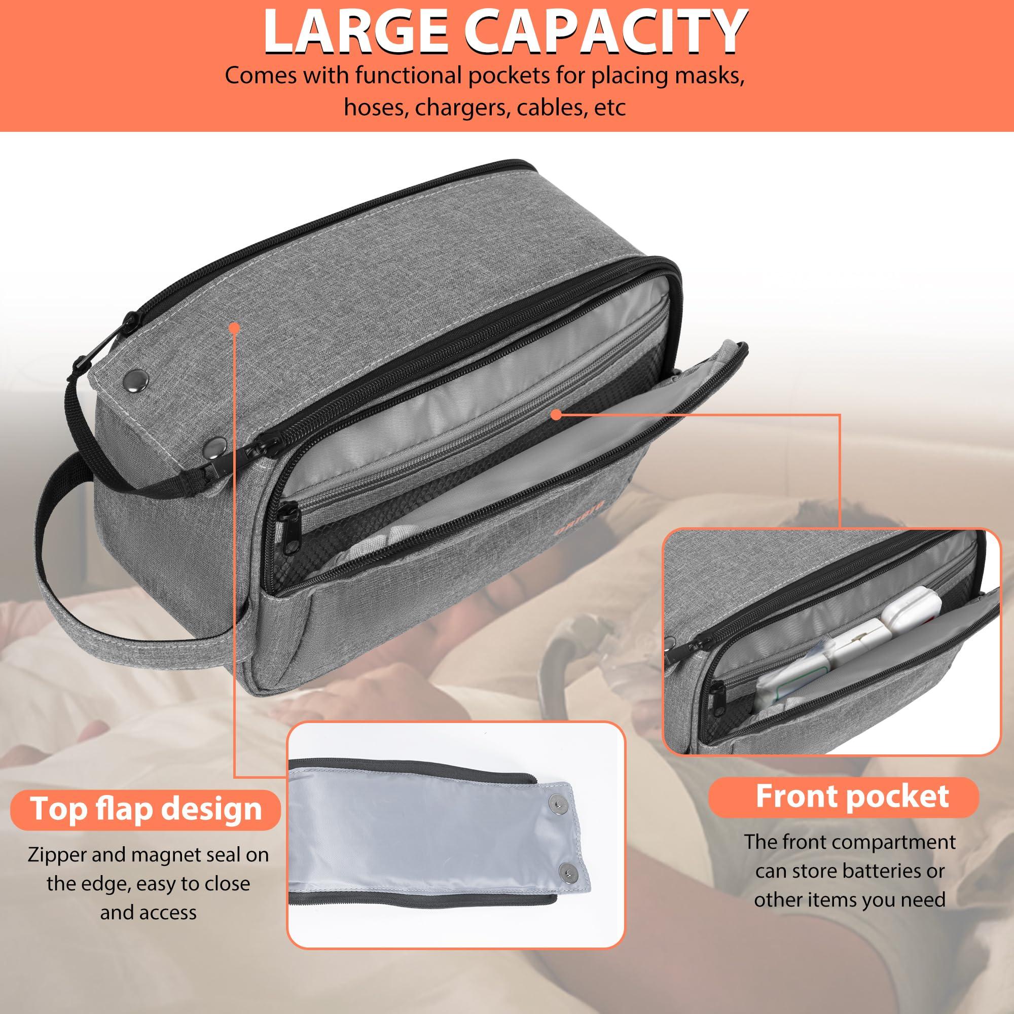 TORIBIO CPAP Travel Bag for ResMed AirMini Machine amd Accessories, CPAP Supplies Organizer Case, Gray