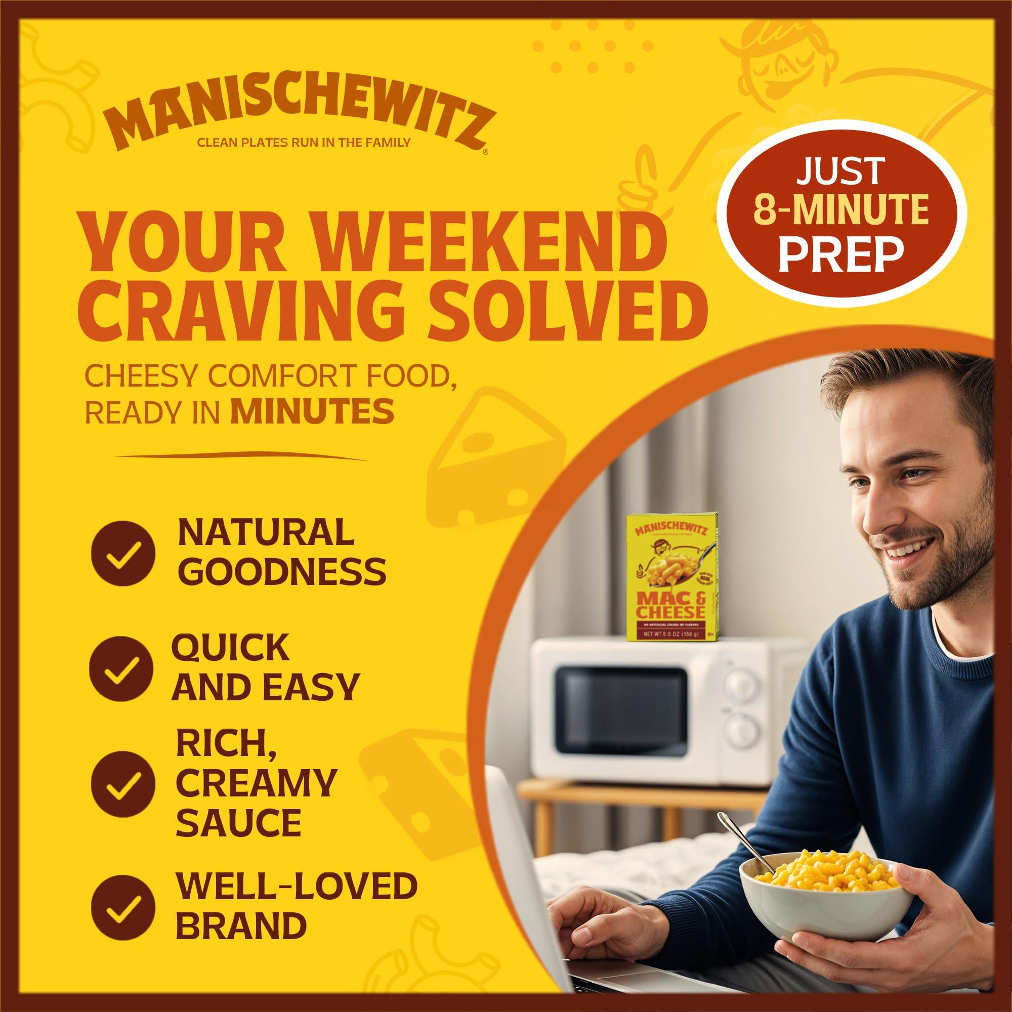 Manischewitz Manischewitz Kosher Mac & Cheese, 5.5oz (4 Pack) Made with Real Cheddar Cheese, No Artificial Colors of Flavors, Certified Kosher