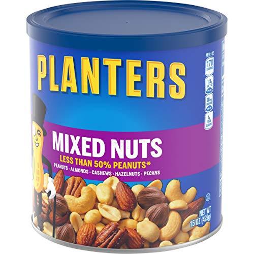 Planters Planters Mixed Nuts Less Than 50% Peanuts with Peanuts (Almonds, Cashews, Hazelnuts & Pecans, 12 ct Pack, 15 oz Canisters)