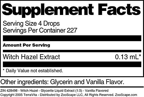 TerraVita Witch Hazel - Glycerite Liquid Extract (1:5) - Vanilla Flavored (1 fl oz, ZIN: 428498) - 3 Pack