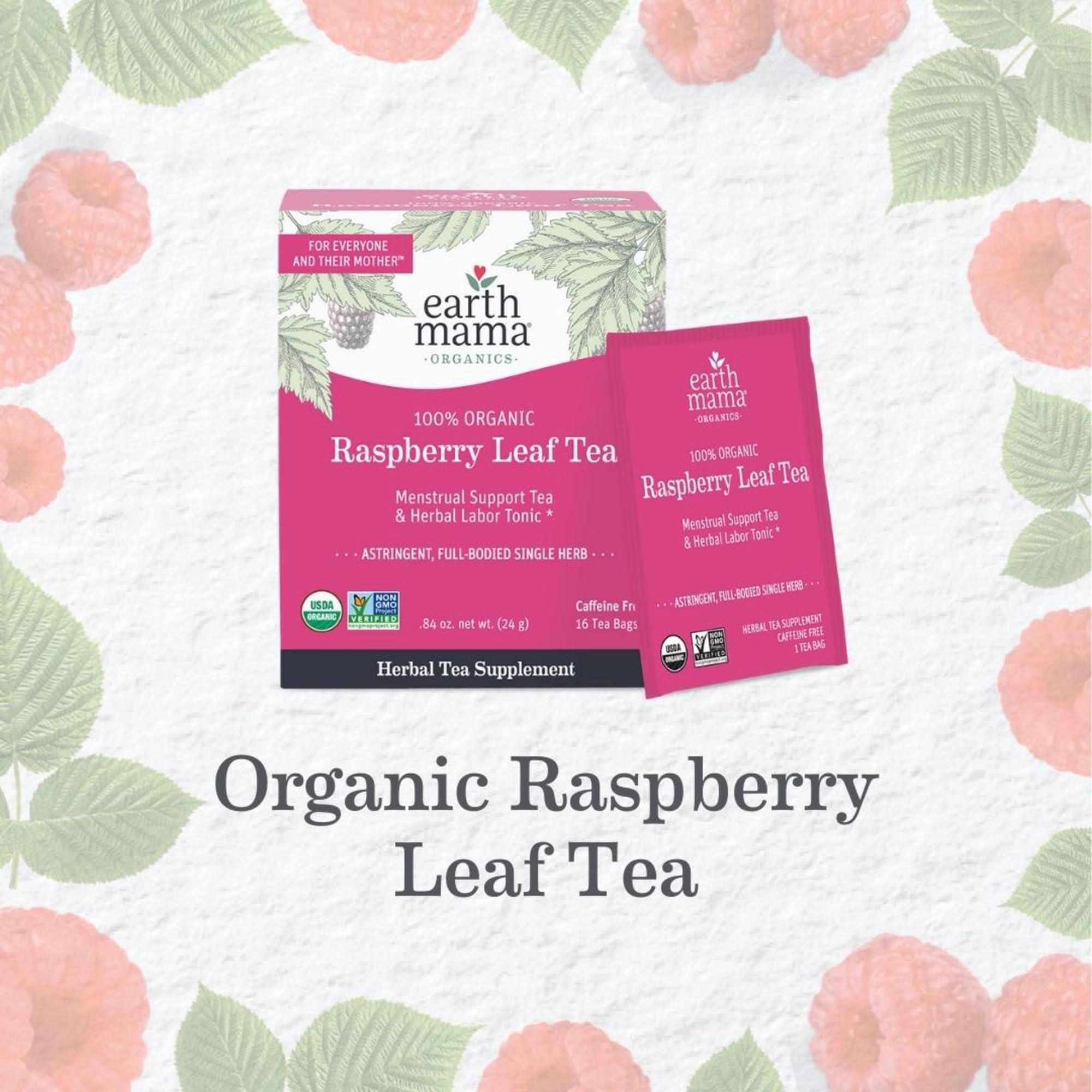 Earth Mama Earth Mama Organic Raspberry Leaf Tea Bags | Labor Tonic & Menstrual Support Herbal Tea, Red Raspberry Leaf Tea for Pregnancy & Postpartum Care Recovery, Caffeine Free Tea, Non GMO, (16 Teabags)