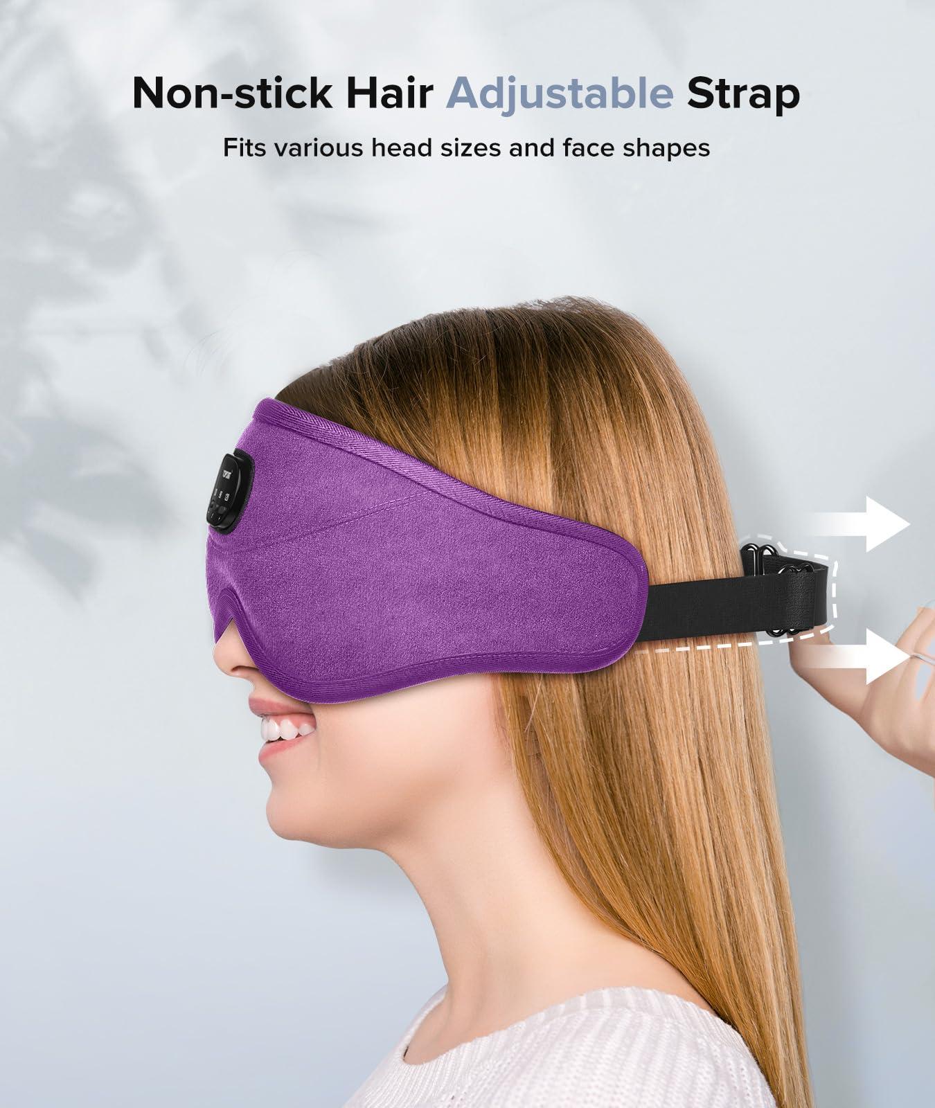 TOPOINT TOPOINT Sleep Mask with Bluetooth Headphones, 3D Eye Mask for Sleep Headphones with White Noise, Total Blackout, 5.4 Bluetooth, Timer, 15 Hours for Women Men, Travel, Meditation, Nap, CPAP Users