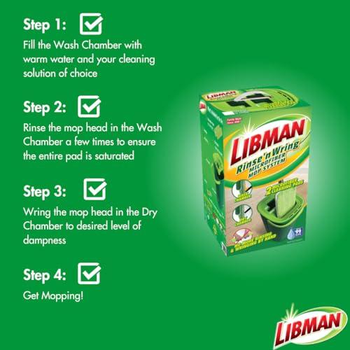 Libman Libman Rinse \'n Wring Mop and Bucket System | Microfiber Floor Mop | Hardwood Floor Cleaner | Wet & Dry Mop | Clean & Dirty Water Chambers | Power Blades | 2 Total Microfiber Pads,Green