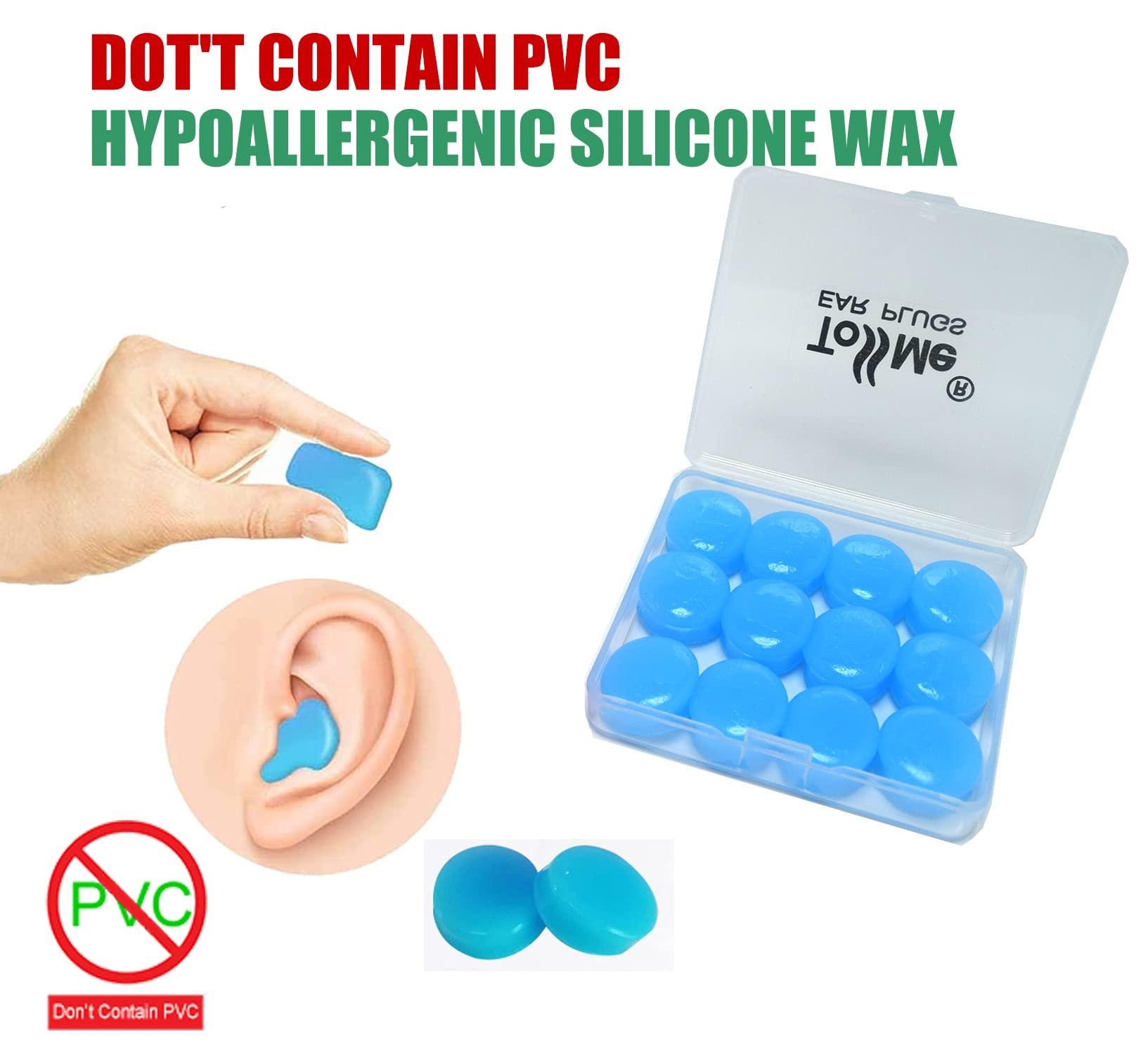 ToSSme Wax Ear Plugs for Sleep - 24 Silicone Wax Earplugs for Swimming and Sleeping - Gel Ear Plugs for Noise Cancelling, Ear Protection - SNR -32dB earplugs