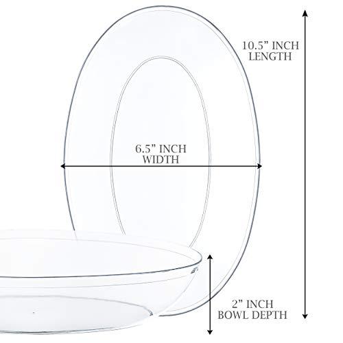 PLASTICPRO PLASTICPRO Disposable Oval Serving Bowls, Party Snack or Salad Bowl, 32-Ounce, Plastic Crystal Clear Pack of 8