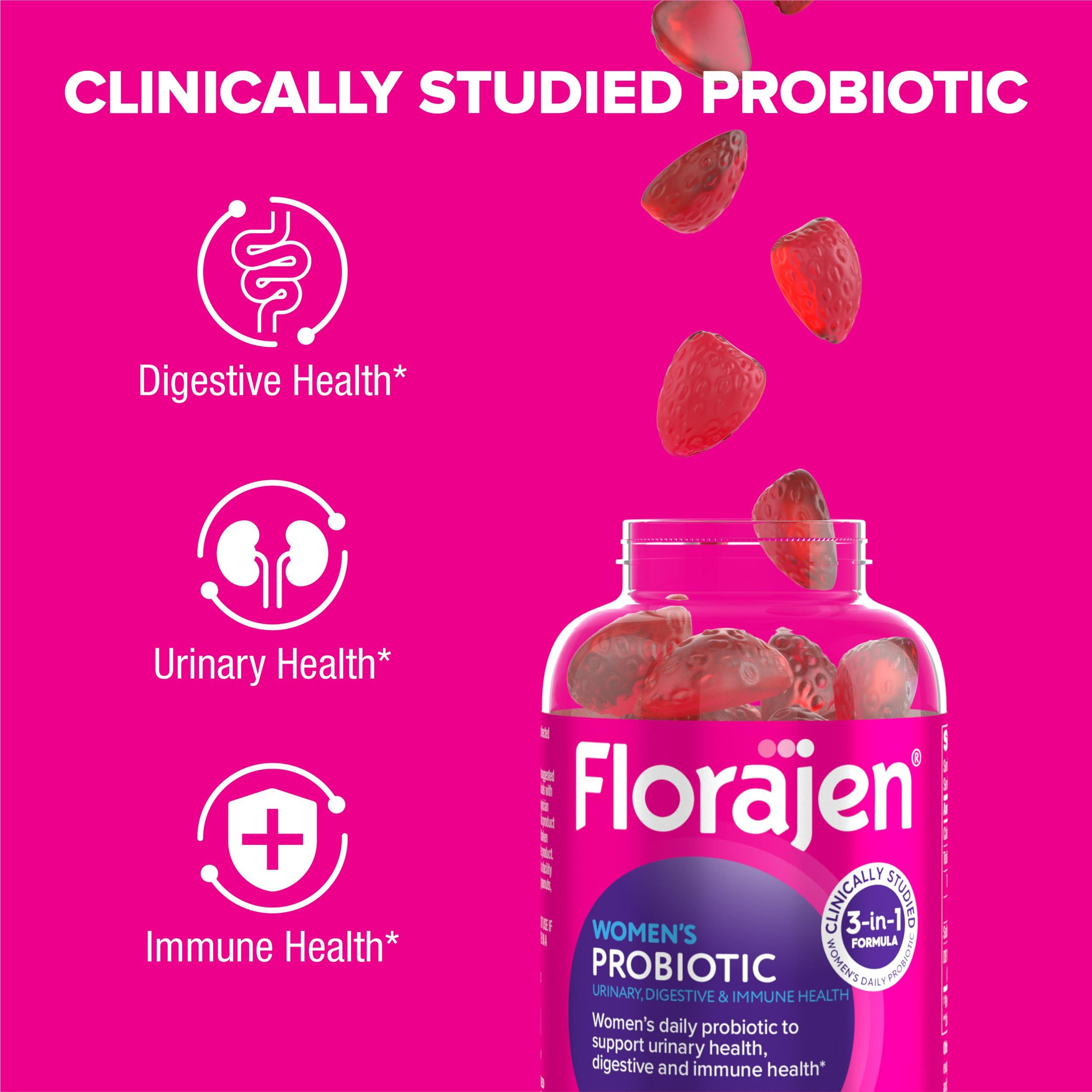 Florajen Florajen Women\'s Probiotic, Daily Gummies for Urinary Health, Immune Support, and Digestive Supplement, 40 Gummies