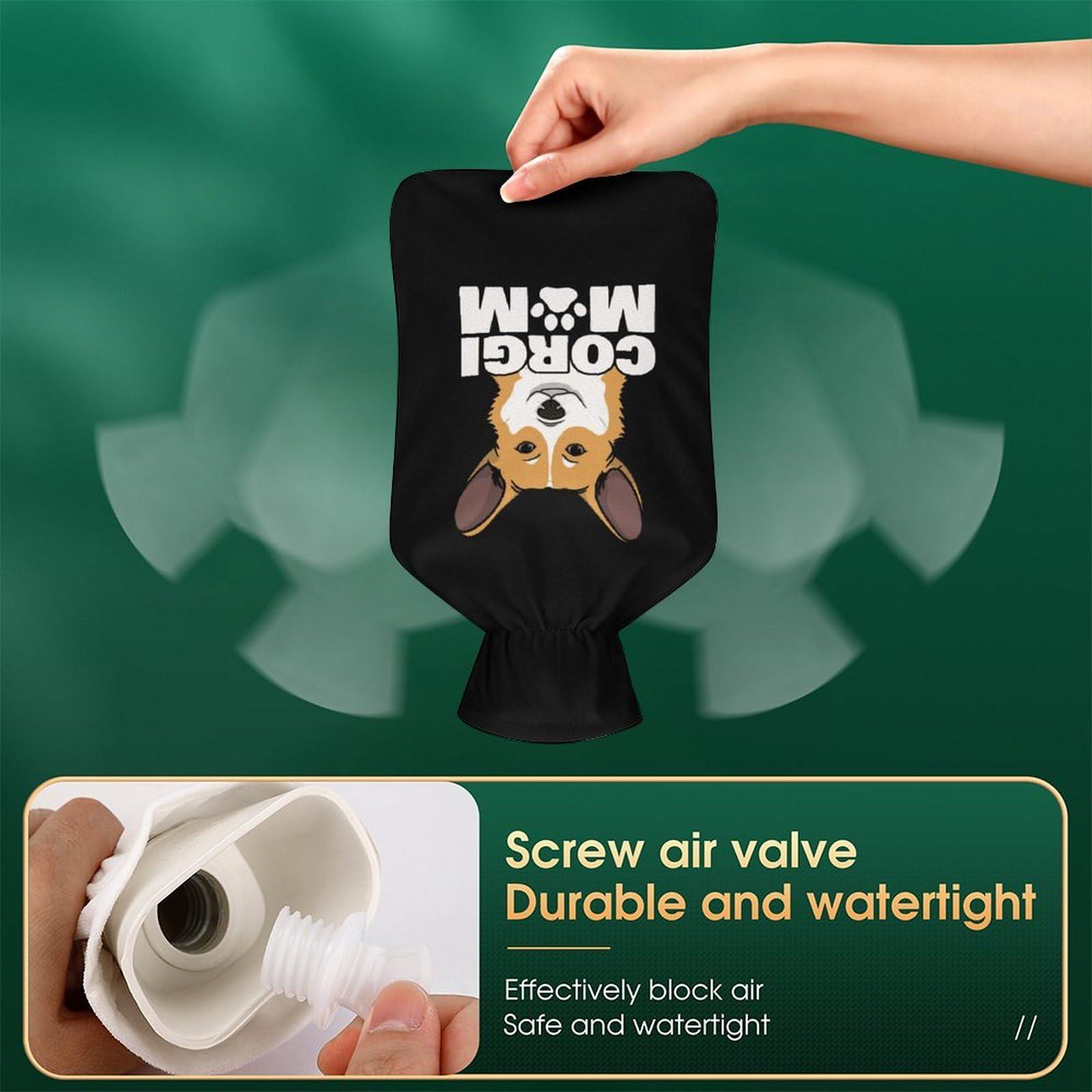 XKAWPC Corgi Dog Mom Hot Water Bottle with Cover Hot Water Bag for Hand & Feet Warmer