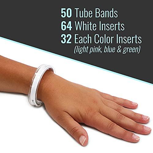 Mabis Briggs ID Wrist Bands, 50 Count, Tubular and Waterproof with Multiple Insert Colors, Hospital ID Bracelet, Party Wristbands or Event Bracelet, 50 Count (Pack of 1)