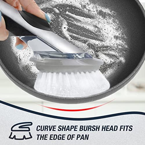 Shadowgallery Brush Refills for OXO Dish Brush - 4 Pack Dish Brush Cleaning Soap Dispensing Head Replacement for Scrubber(Grey)