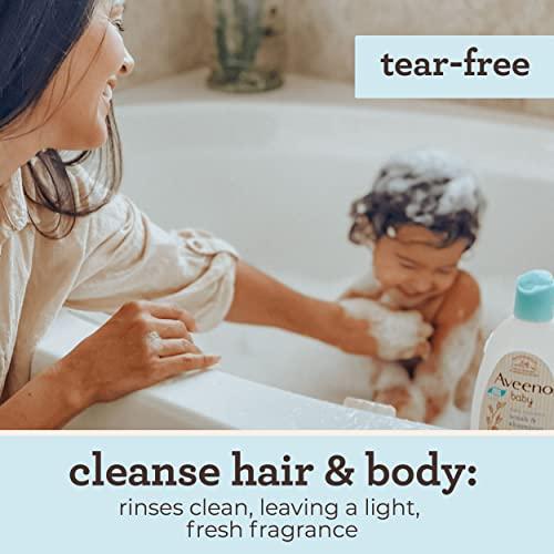 Aveeno Baby Aveeno Baby Daily Moisture Gentle Body Wash & Shampoo with Oat Extract, 2-in-1 Baby Bath Wash & Hair Shampoo, Tear- & Paraben-Free for Hair & Sensitive Skin, Lightly Scented, 12 fl. oz