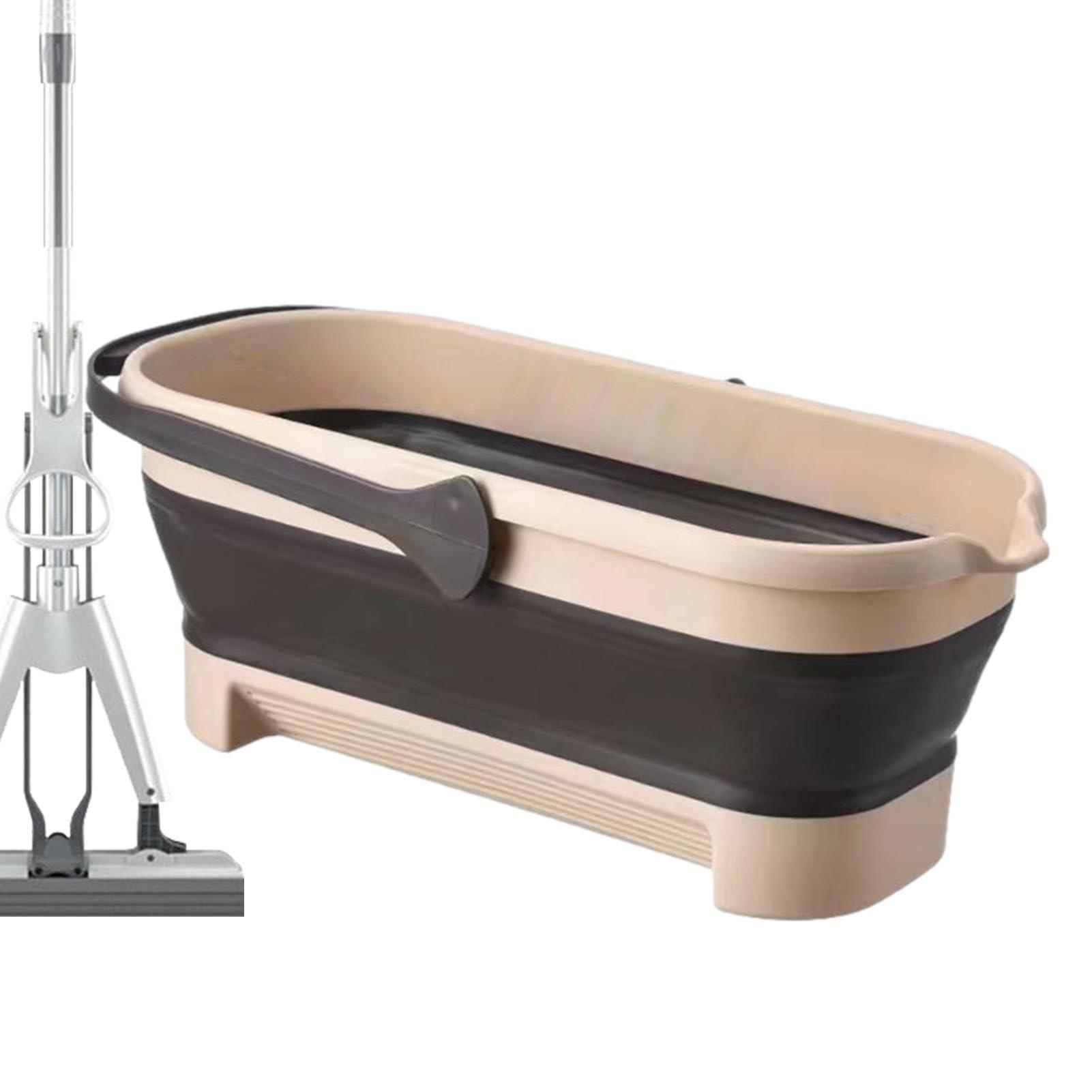 Naysku Large Collapsible Bucket - Collapsible Rectangular Handy Basket/Bucket, Portable Rectangular Folding Bucket with Sturdy Handle, Multiuse Water Bucket for Cleaning Mop, for Camping, Beach Trips