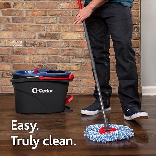 O-Cedar O-Cedar RinseClean Spin Mop & Bucket System + 1 Extra Mop Head | Clean with Clean Water | Removes 99% of Bacteria