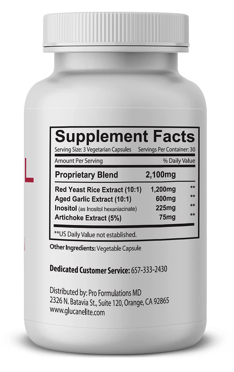 Pro Formulations MD Cholesterol Elite  Dual Action Cholesterol Support  90 vcaps  Powered by Red Yeast Rice & Aged Garlic Extract  Enhanced with Inositol & Artichoke Extract