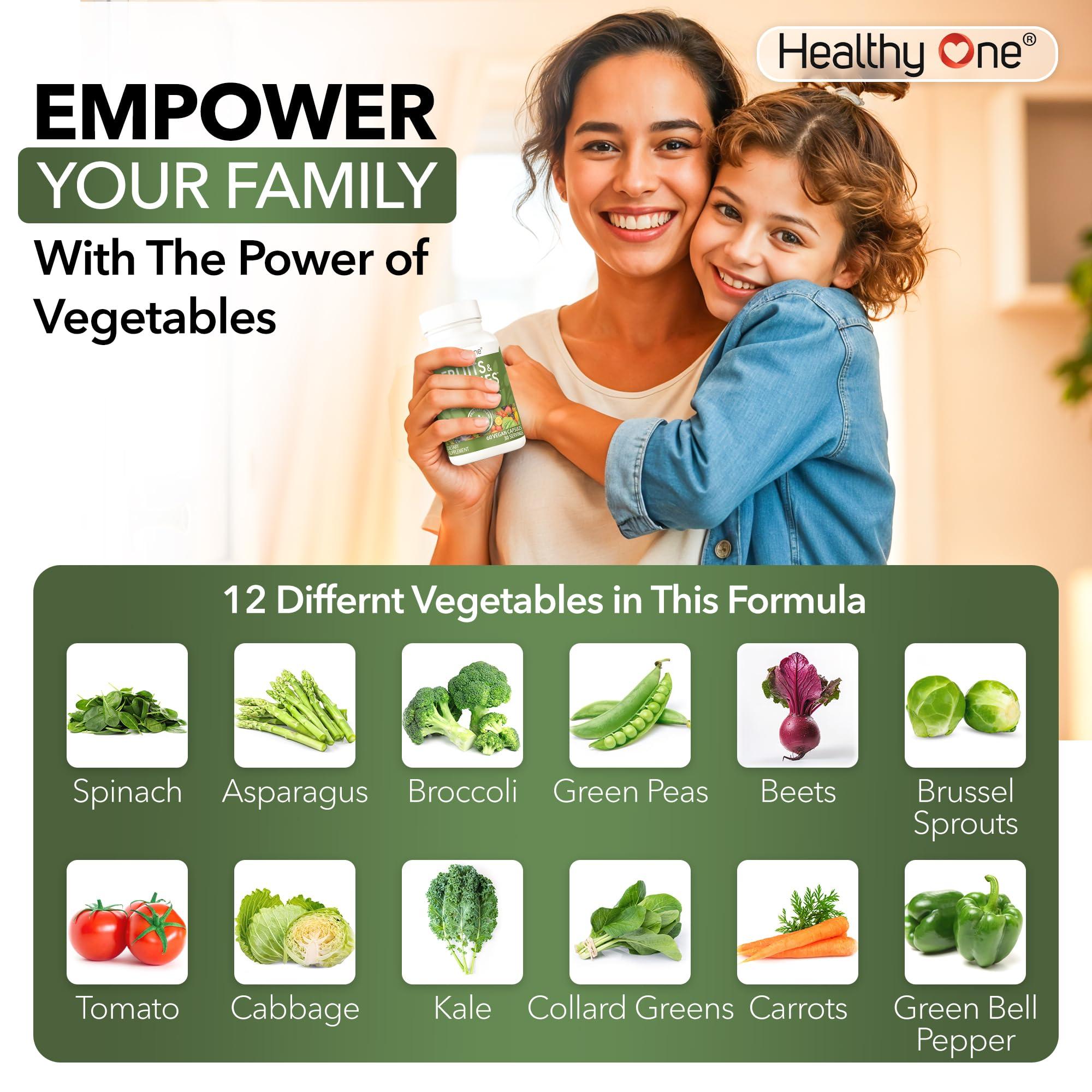 Healthy One Healthy One Fruits & Veggies - 27 Balanced Whole Foods of Nature - Vitamins - Minerals - Antioxidants - Detox - Vegetables - Kale - Broccoli - Spinach - Beets - Raspberries - Multivitamin - 150 Count