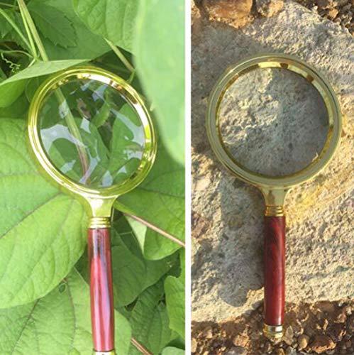 sontakukou Portable Handheld 10X Magnifier Glasses with Rosewood Handle Reading Magnifier (80mm/3.15inch)
