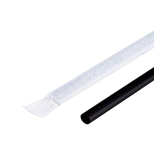Karat Karat C9075 (Black) 9" Giant Straws (8mm Diameter), Paper-Wrapped, Solid Black, 1-(Pack) (Pack of 2500)