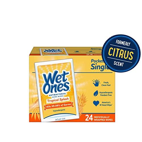 Wet Ones Wet Ones Wipes, Hands & Face, Antibacterial, Citrus Scent, Singles, 24 ct.
