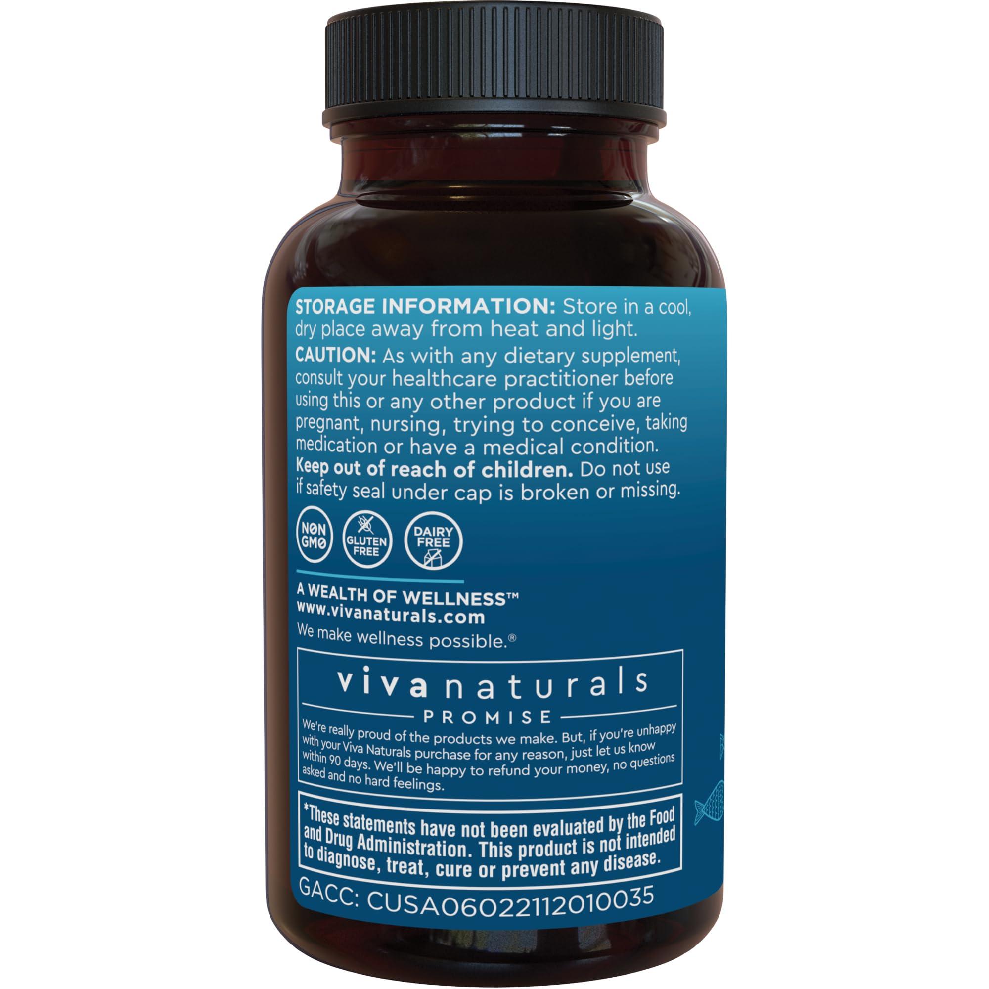 Viva Naturals Viva Naturals Triple Strength Omega 3 Fish Oil Supplement - 2500 mg Fish Oil with Re-Esterified Omega 3 Fatty Acids Including EPA, DHA DPA - 30 Pescatarian-Friendly Softgels