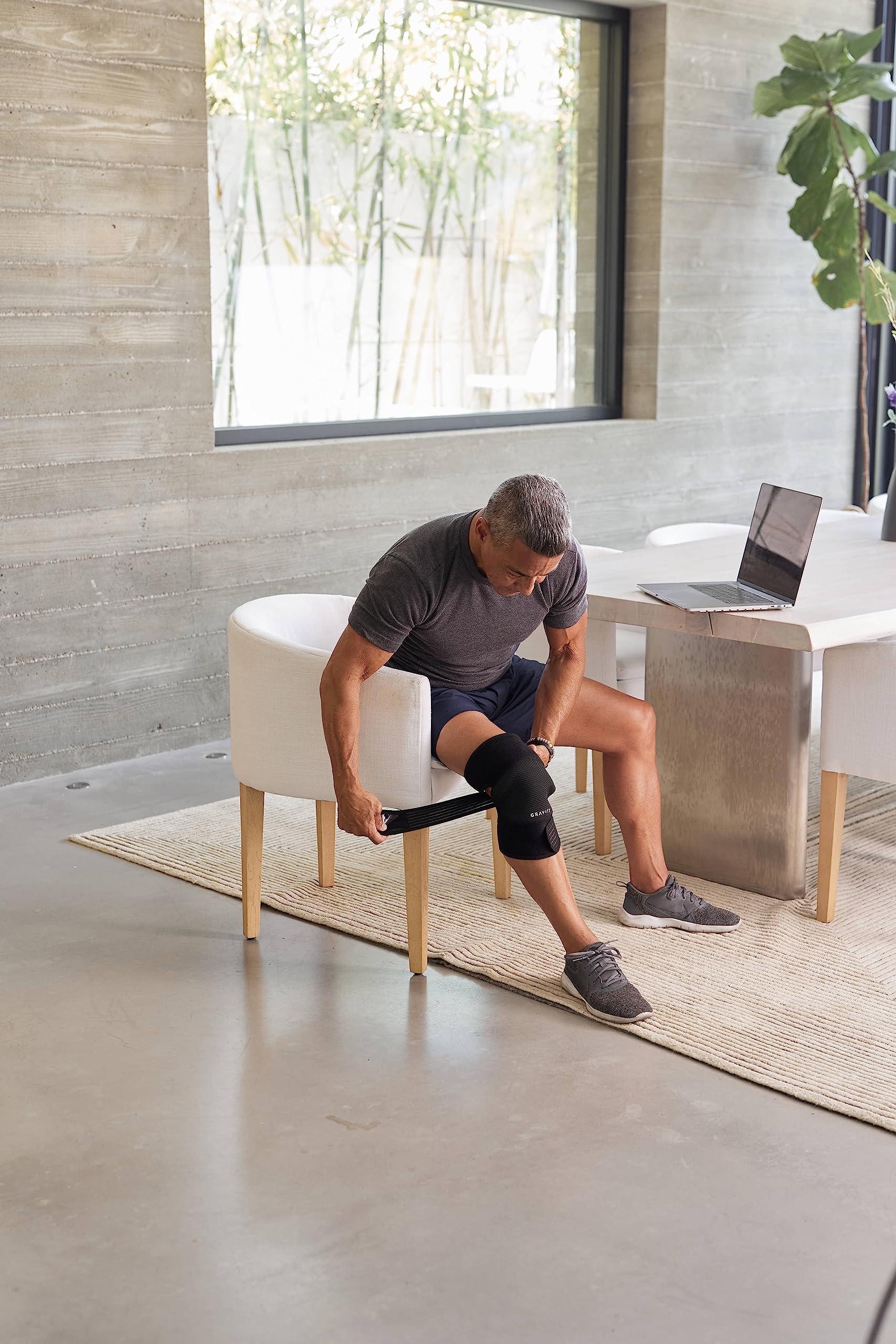 Gravity Gravity Heated Knee Brace for Women & Men (Black) - Portable Targeted Heat Therapy Knee Wrap Supports Relief for Pain & Discomfort - Knee Strap with Adjustable Compression & Multiple Heat Settings