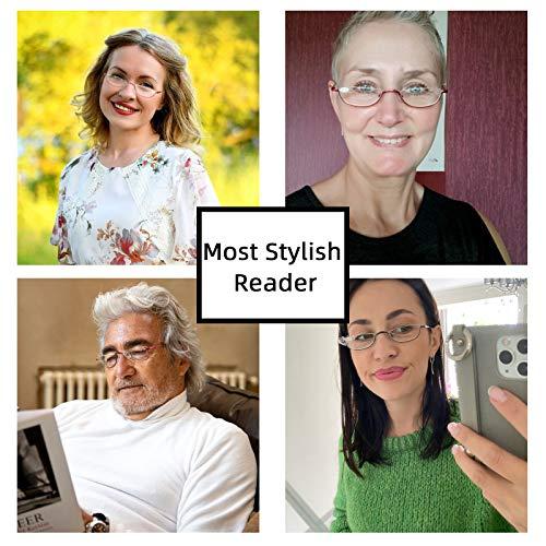 COVESATO COVESATO Half Frame Reading Glasses, Half Metal Moon Readers for Women Men 2.50