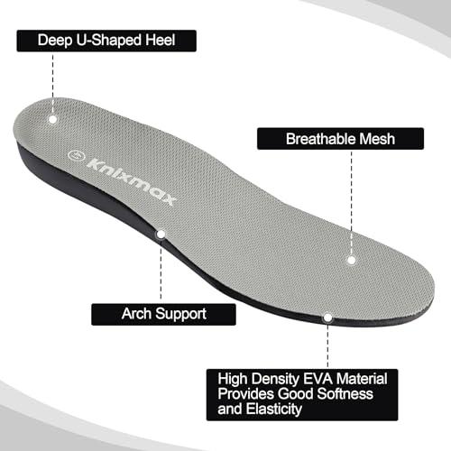 Knixmax Outdoor Knixmax Outdoor Men\'s Memory Foam Insole Plantar Fasciitis Sole Comfort Cushioning Breathable Sneakers Work Boot Replacement Insole Grey 11US