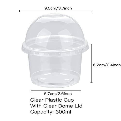 Coobbar Dessert Cups with Dome Lids,50 Pack Dessert Cups with Lids Plastic Dessert Cups, Disposable Party Cups Disposable Snack Bowls for Ice Cream, Cake, Fruit, Parfait, Pudding and Jello Shot (10 OZ)