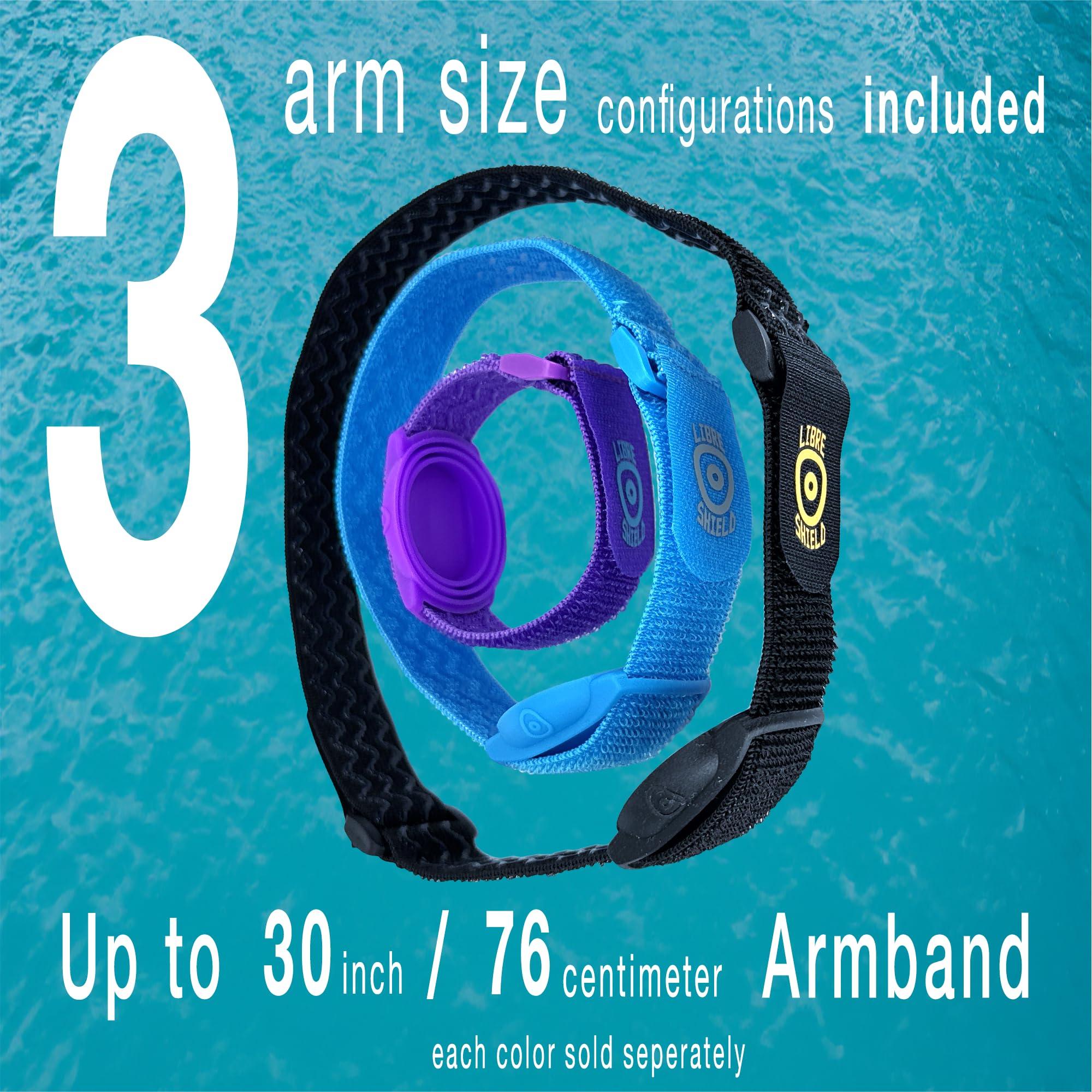 Libre Shield Libre Shield Freestyle Armband 2 for Freestyle Libre 1 & 2 14 Day : up to 30\" Inch Adjustable Flexible Transmitter Protection Sensor Cover - Sensor Saver - No More Adhesive Patches (Aquarius)