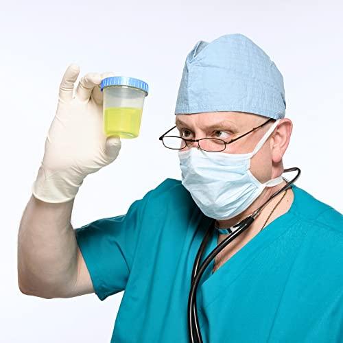 Vakly Specimen Cups With Leak Proof Screw on Lids - 4oz [Pack of 50] Clear Non-Sterile Urine Sample Jars - Containers for Safe Pee, Stool, Semen Sample Collection for Testing (50)