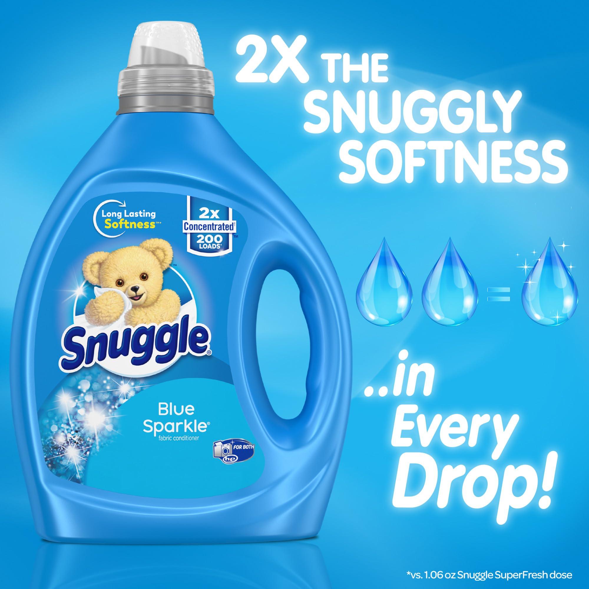 Snuggle Snuggle Blue Sparkle Liquid Fabric Softener, 2X Concentrated, 200 Loads, 80 Fl Oz