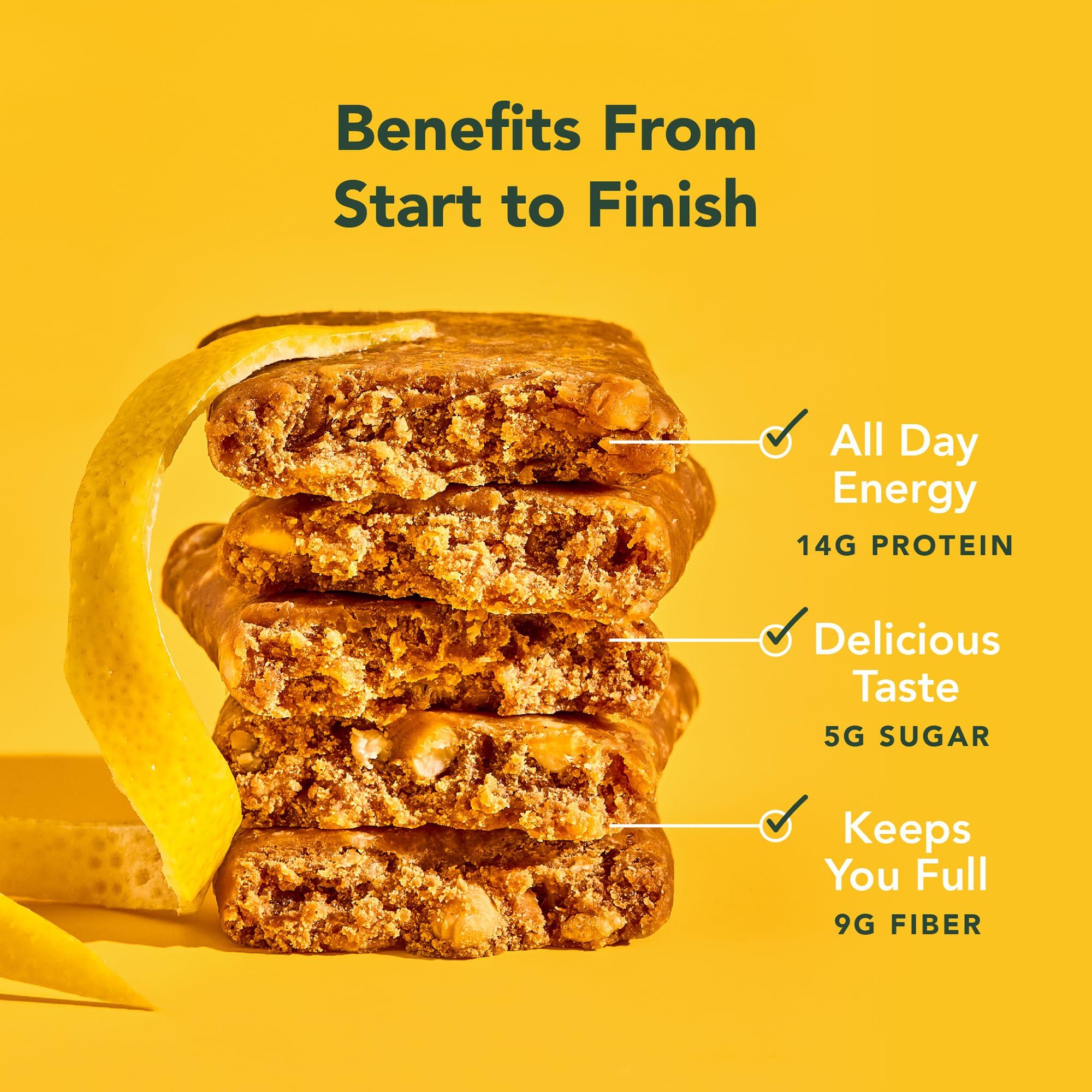 ALOHA ALOHA Organic Plant Based Protein Bars - Lemon Cashew - 12-Count - Vegan, Low Sugar, Gluten-Free, Paleo, Low Carb, Non-GMO, No Stevia & No Erythritol