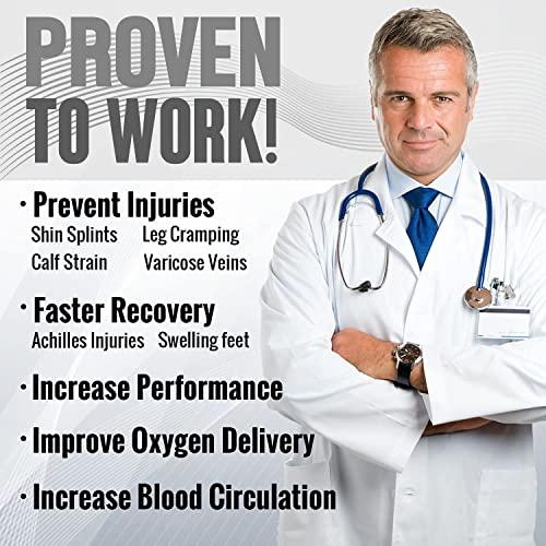 BLITZU BLITZU 3 Pairs Calf Compression Sleeves for Women and Men Size XXL, One Blue, One Black, One White Calf Sleeve, Leg Compression Sleeve for Calf Pain and Shin Splints. Footless Compression Socks.