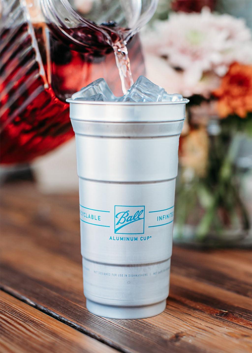 Ball Aluminum Cup Ball Aluminum Cup Recyclable Party Cups, Wholesale Bulk Pack, Ball Logo, 12 oz. Cup, 450 Cups Per Pack