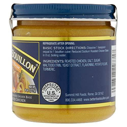 Better Than Bouillon Better Than Bouillon Reduced Sodium Roasted Chicken Base, Made with Seasoned Roasted Chicken & Less Sodium, 38 Servings Per Jar 8 Ounce (Pack of 2)