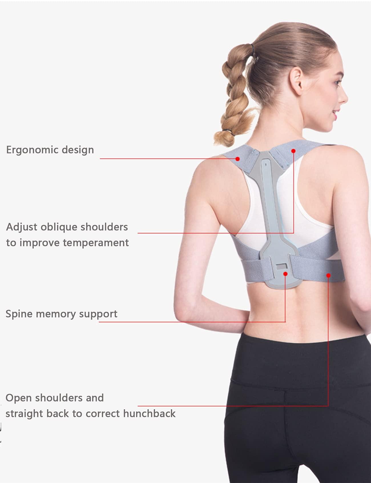 XMSM Invisible Posture Corrector Back Posture Strap Collarbone Support Belt Corset Stop Slouching and Bending Adjustable Back Trainer Unisex (Color : Gray, Size : X-Large)