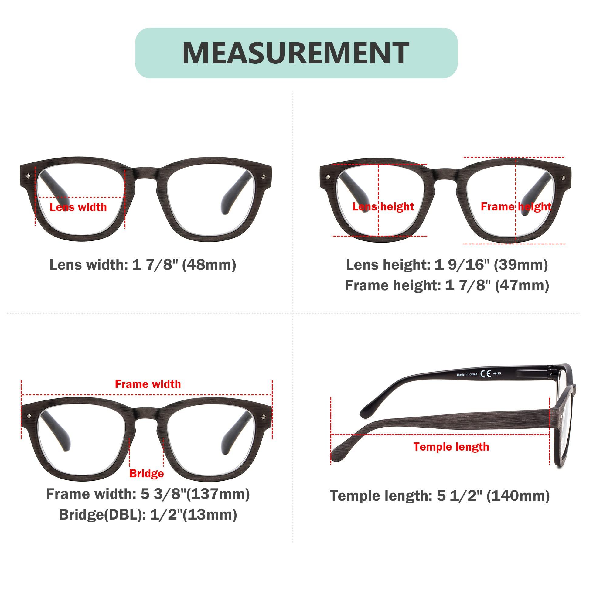 Eyekepper Eyekepper Reading Glasses Professor Vintage Stylish Square Oversized Readers Men Women Anti-Grey +2.0